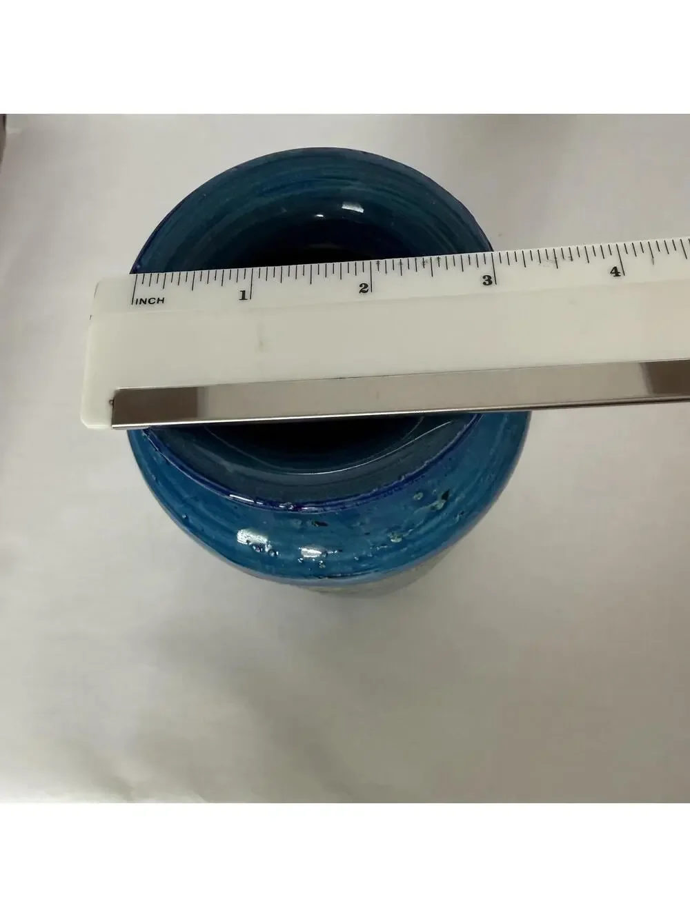 MCM Vintage Italian Bitossi Aldo Londi Geometric Blue Green Ceramic Vase 8
